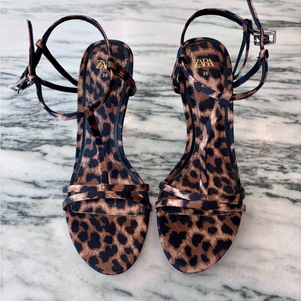 Zara Leopard Print Sandals